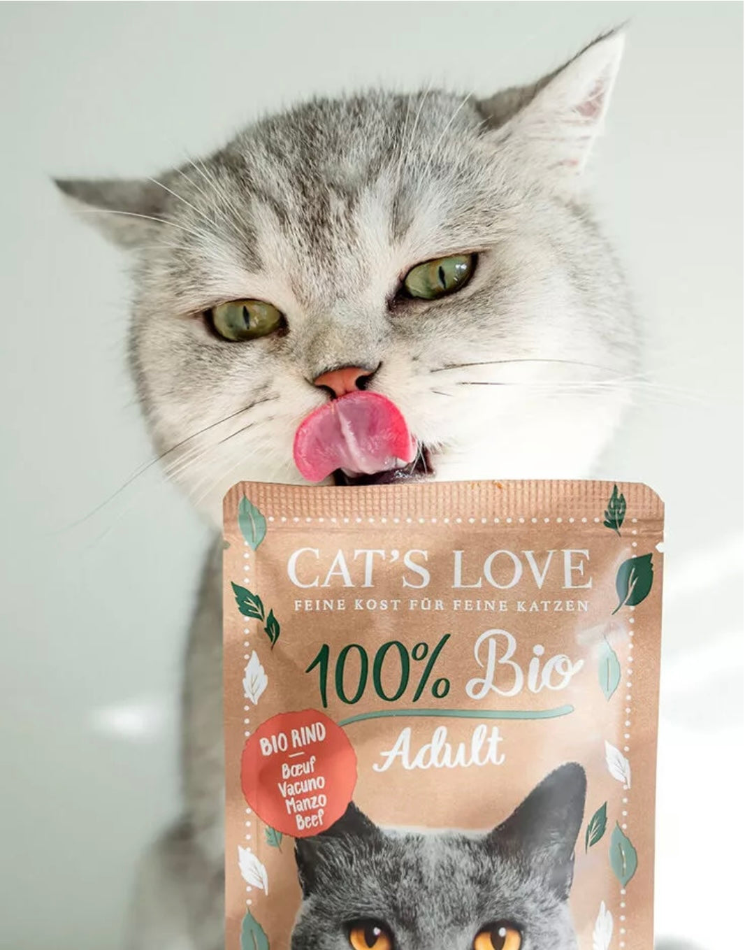 Cat's Love Bio Vacuno - Sobre de comida húmeda ecológica para gatos adultos