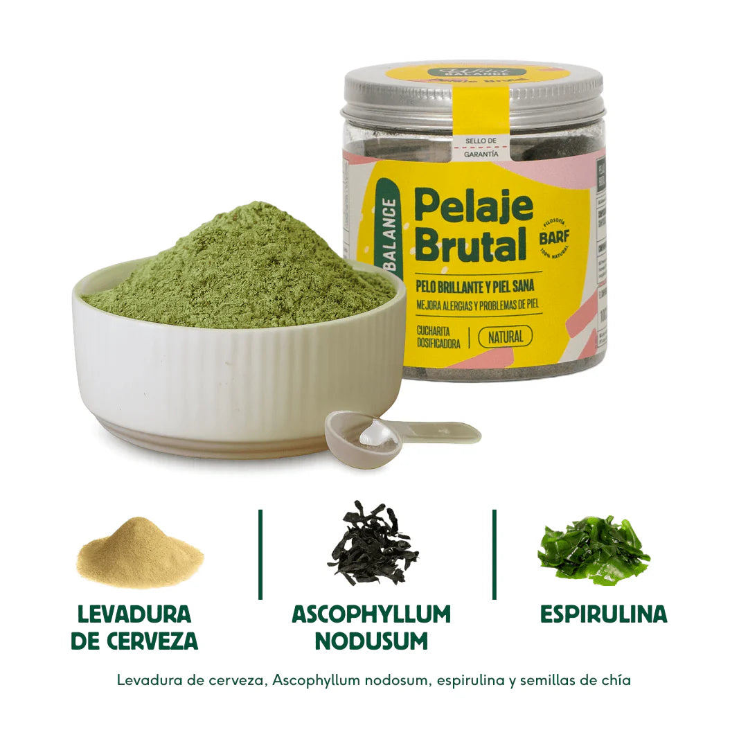 Pelaje Brutal | Suplemento natural para piel sana y pelo brillante en perros y gatos