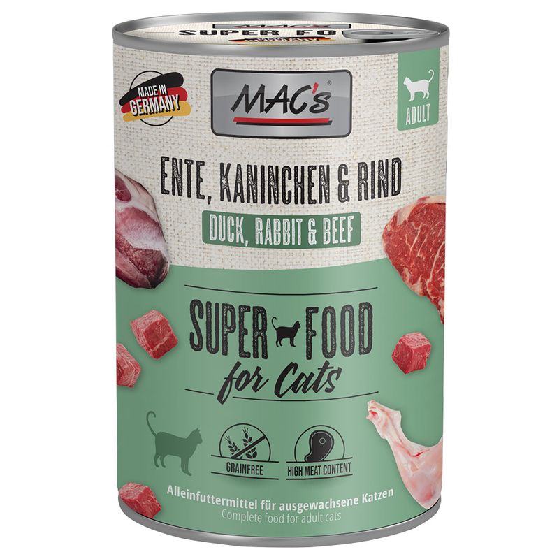 🦆🐇🐂 MAC’s Superfood para gatos – Pato, conejo y buey