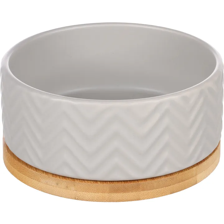 🍽️ Comedero Cerámica, Base Madera