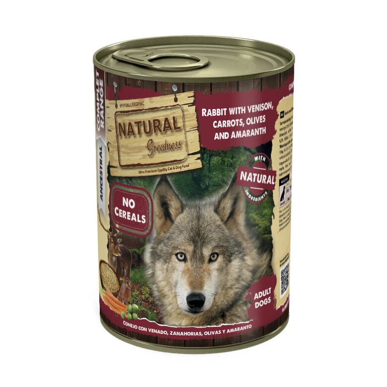 🐇🦌🥕 Natural Greatness – Receta Ancestral Conejo con Venado, Zanahorias, Aceitunas y Amaranto – 400 g