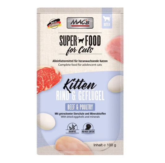 MAC's Kitten - Ternera y Ave - Comida húmeda natural para gatitos (100gr)