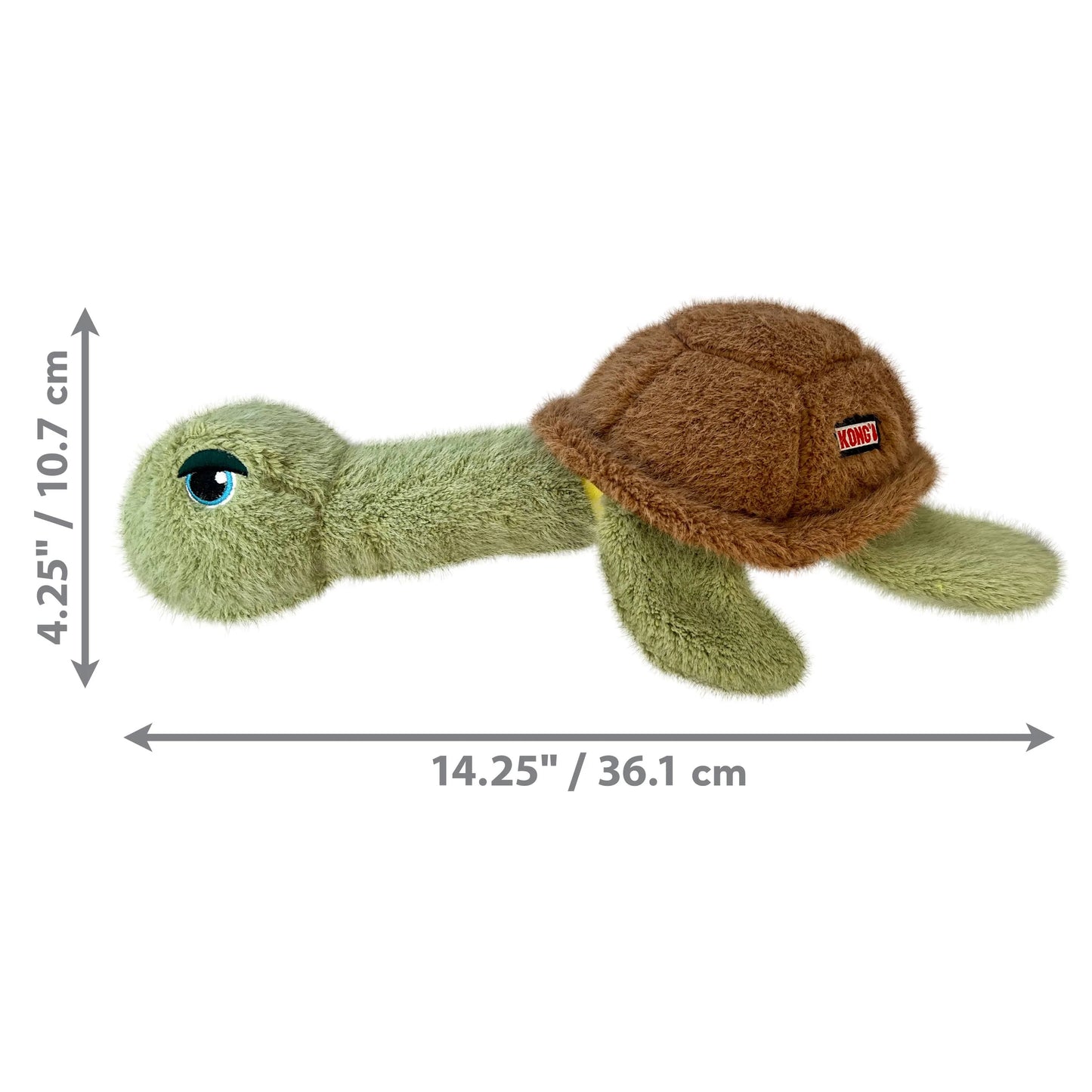 🐢 KONG Scruffs Tortuga – Cuello largo y chirriador XL