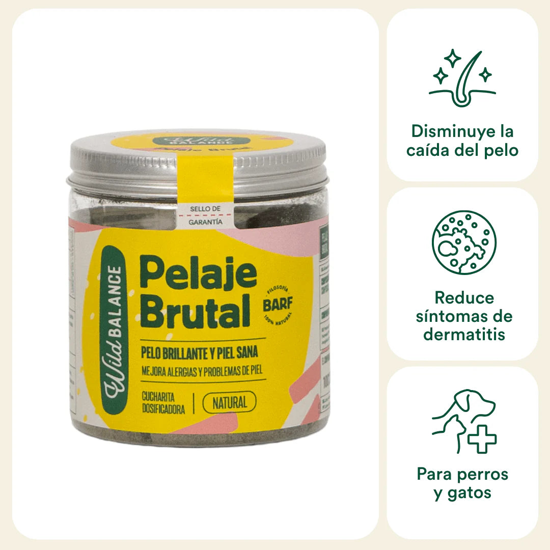 Pelaje Brutal | Suplemento natural para piel sana y pelo brillante en perros y gatos