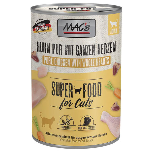 🐔🥕❤️ MAC’s Superfood para gatos – Puro pollo con corazones enteros y zanahorias