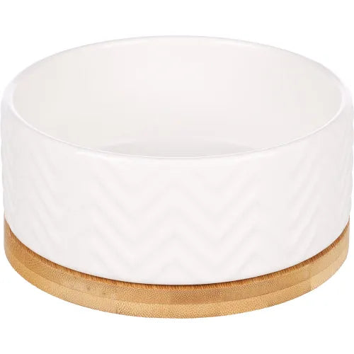 🍽️ Comedero Cerámica, Base Madera