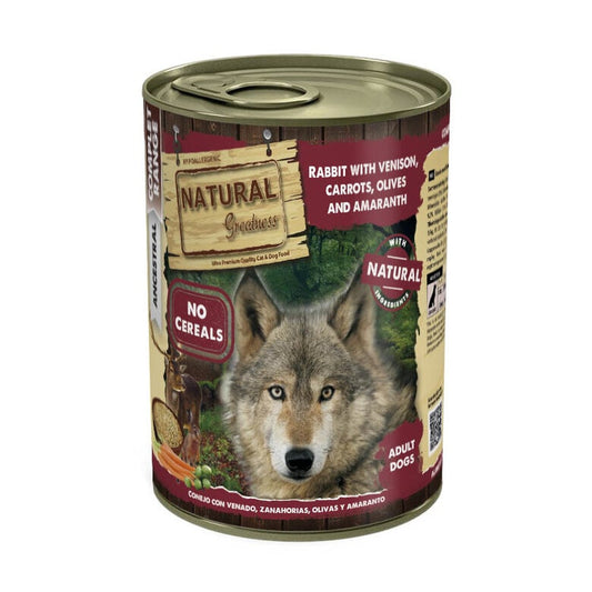 🐇🦌🥕 Natural Greatness – Receta Ancestral Conejo con Venado, Zanahorias, Aceitunas y Amaranto – 400 g