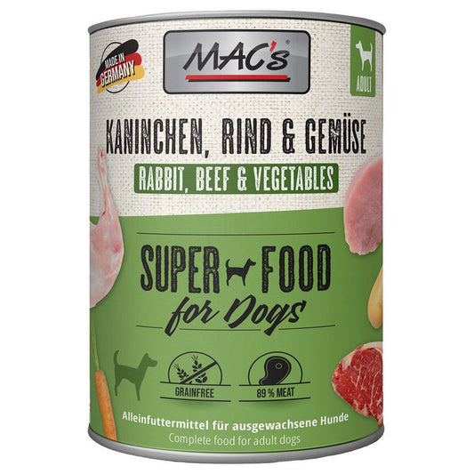 🐇🐄🥕 Mac’s Lata Sensitive Conejo, Buey y Verduras – 400 g