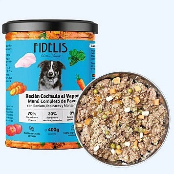 Fidelis Menú Fresco de Pavo con Boniato, Espinacas y Manzana · 400 g