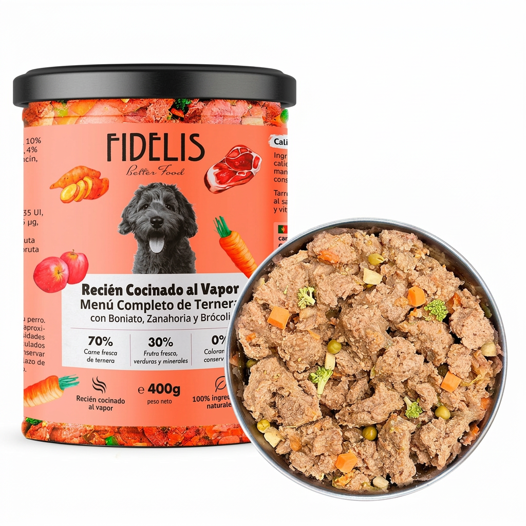 Fidelis Menú Fresco de Ternera con Boniato, Zanahoria y Brócoli · 400 g
