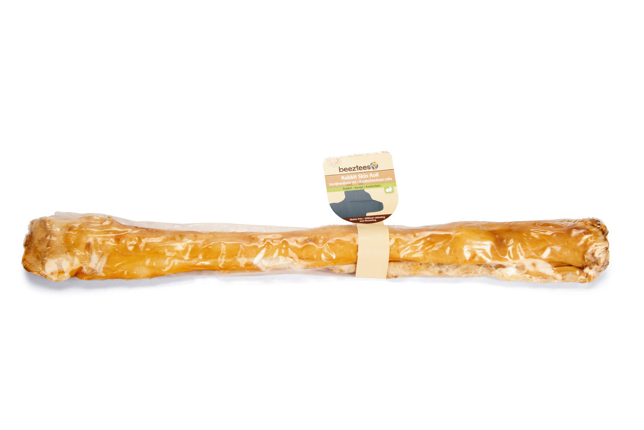 Rollo de piel de conejo natural para perro snack largo 40 cm